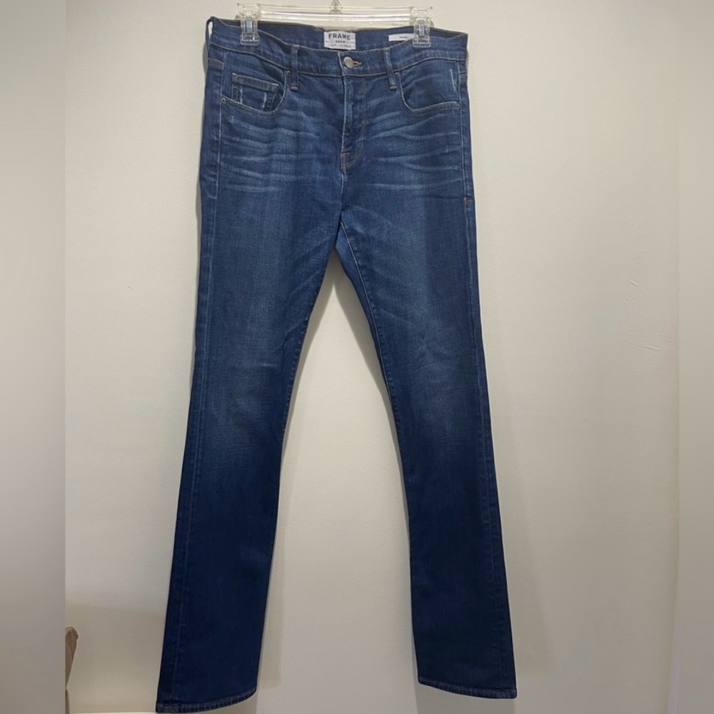 Frame Denim Blue Vinoodh Straight-Leg Jeans Versatile Style